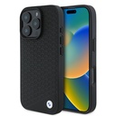 Apple iPhone 16 Pro Uyumlu Kılıf BMW Orjinal Lisanslı M-safe Şarj Özellikli Metal Logolu Dokulu Diamond Deri Kapak