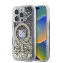 Apple iPhone 16 Pro Max Uyumlu Kılıf Hello Kitty Orjinal Lisanslı M-safe Şarj Özellikli IML Baskı Kitty Head Logolu Sıvılı Simli Altın Ateşi Kapak