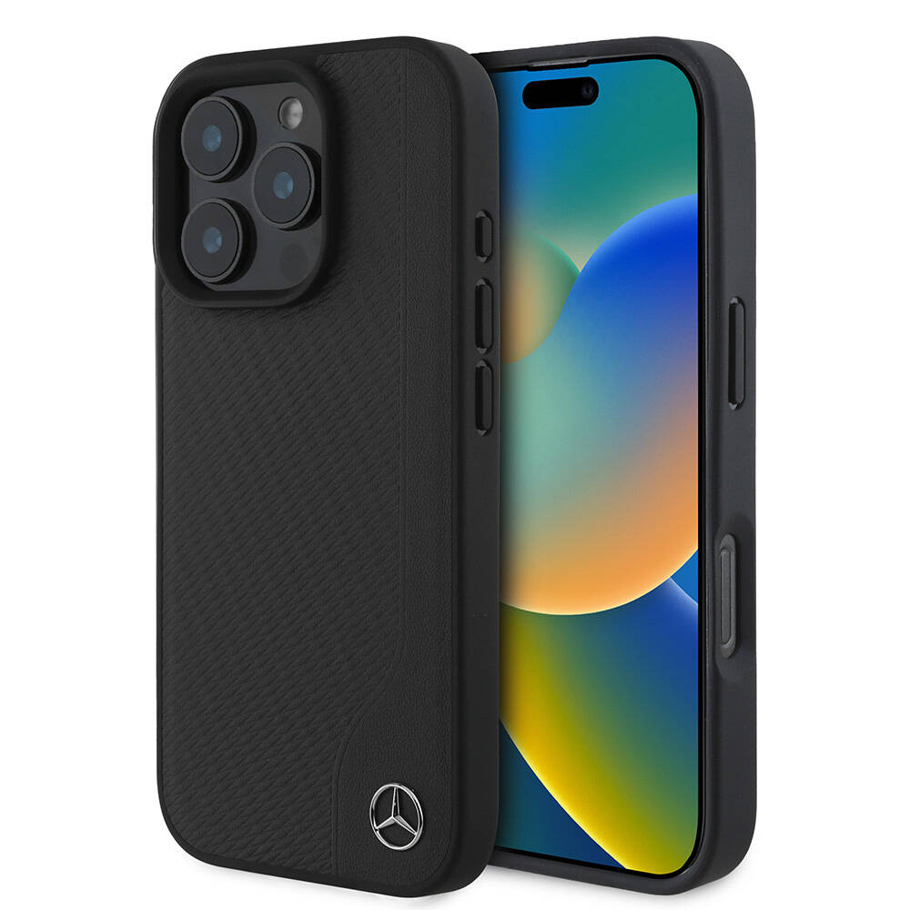 Apple iPhone 16 Pro Max Uyumlu Kılıf Mercedes Benz Orjinal Lisanslı M-safe Şarj Özellikli 3D Metal Logolu Wood Imitation Deri Kapak
