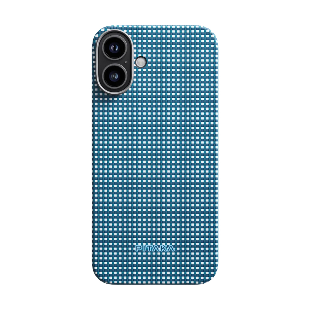 [RNZ-TA111605] Apple iPhone 16 Plus Uyumlu Kılıf M-safe Şarj Özellikli Aramid Fiber Pitaka Ultra-Slim Classic Serisi Ocean Blue Kapak