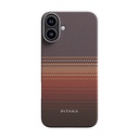 Apple iPhone 16 Uyumlu Kılıf M-safe Şarj Özellikli Aramid Fiber Pitaka Tactile Woven Sunset-Moonrise Serisi Sunset Kapak