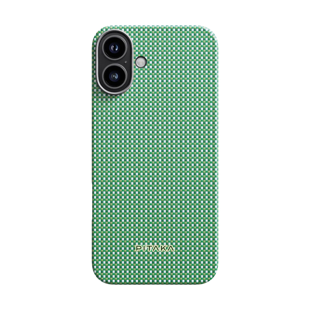 Apple iPhone 16 Plus Uyumlu Kılıf M-safe Şarj Özellikli Aramid Fiber Pitaka Ultra-Slim Classic Serisi Forest Green Kapak