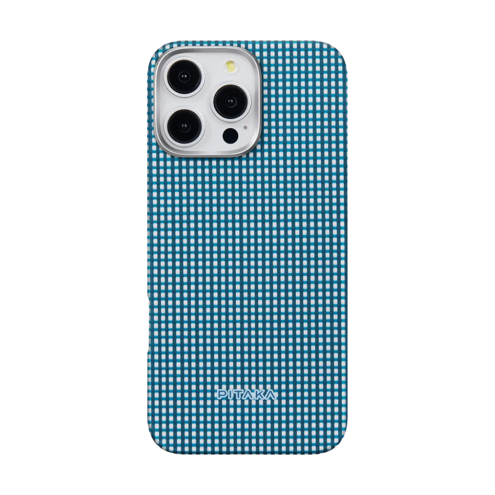 [RNZ-TA111607] Apple iPhone 16 Pro Max Uyumlu Kılıf M-safe Şarj Özellikli Aramid Fiber Pitaka Ultra-Slim Classic Serisi Ocean Blue Kapak