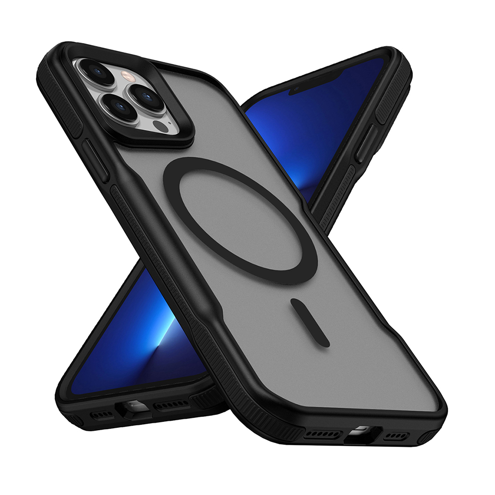 [RNZ-TA112338] Apple iPhone 13 Pro Uyumlu Kılıf M-safe Şarj Özellikli Renkli Kenar Airbag Şeritli Zore Lamer Kapak