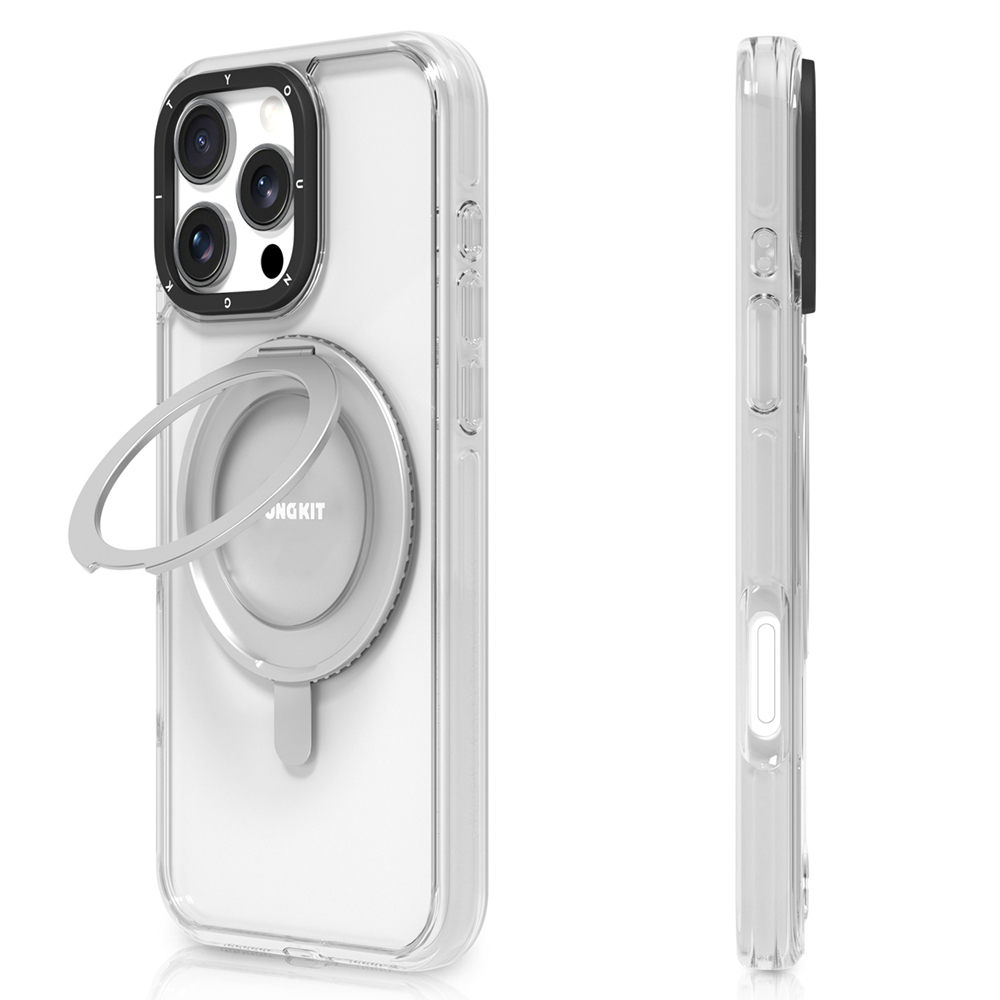 [RNZ-TA112452] Apple iPhone 16 Pro Uyumlu Kılıf M-safe Şarj Özellikli Parmak Ring Standlı Youngkit Pivot Serisi Kapak
