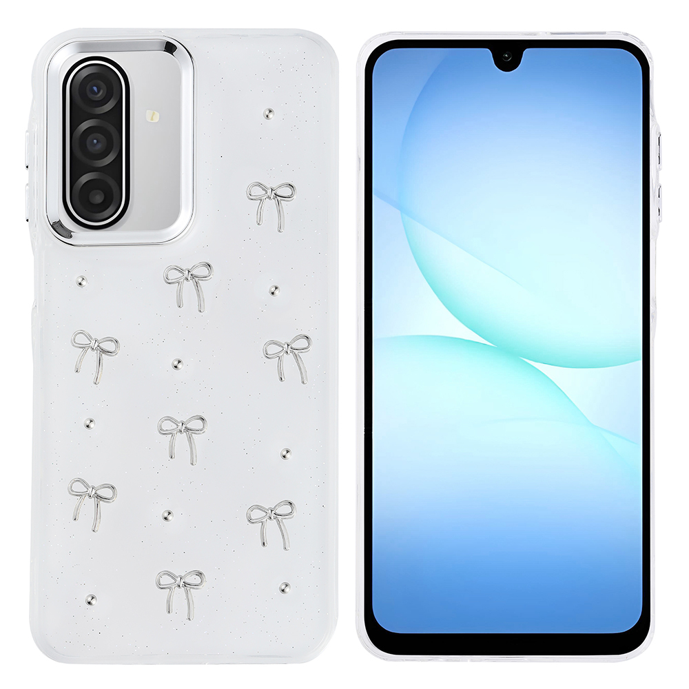 Samsung Galaxy A17 Uyumlu Kılıf Airbag Tasarımlı Simli Şeffaf Zore Kutup Kapak