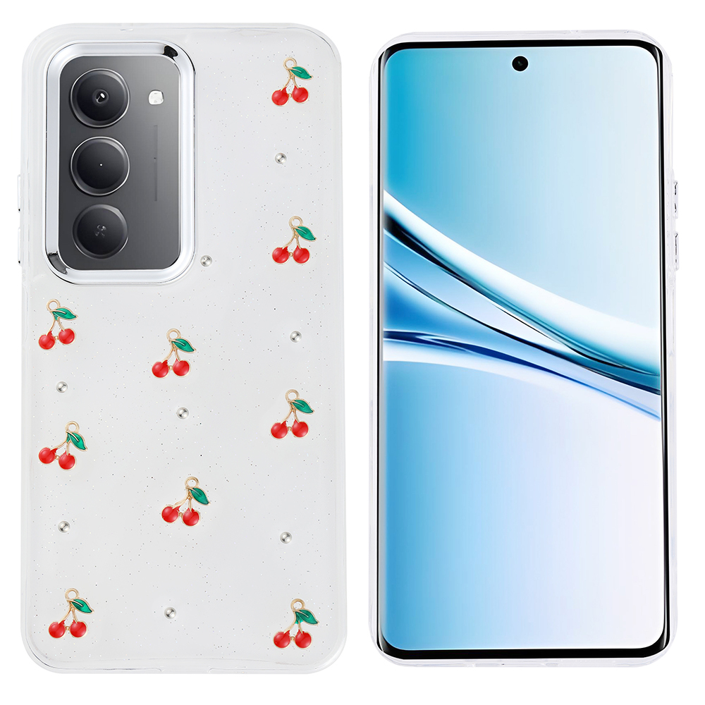 [RNZ-TA129614] Xiaomi Redmi 15 Uyumlu Kılıf Airbag Tasarımlı Simli Şeffaf Zore Kutup Kapak (Kiraz)