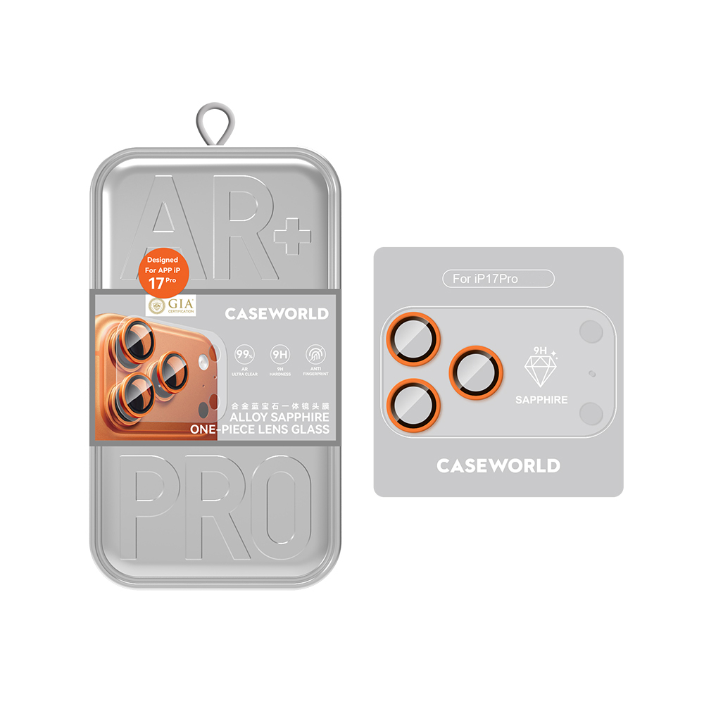 Apple iPhone 17 Pro Max Uyumlu CaseWorld Alloy Sapphire Safir One-Piece Anti Reflective Safir Kamera Lens Koruyucu