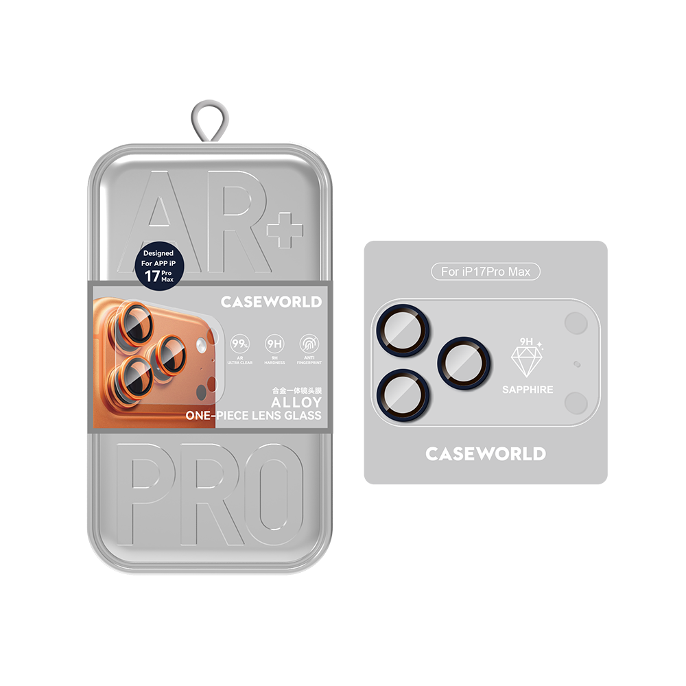 Apple iPhone 17 Pro Max Uyumlu CaseWorld Alloy Sapphire Safir One-Piece Anti Reflective Safir Kamera Lens Koruyucu