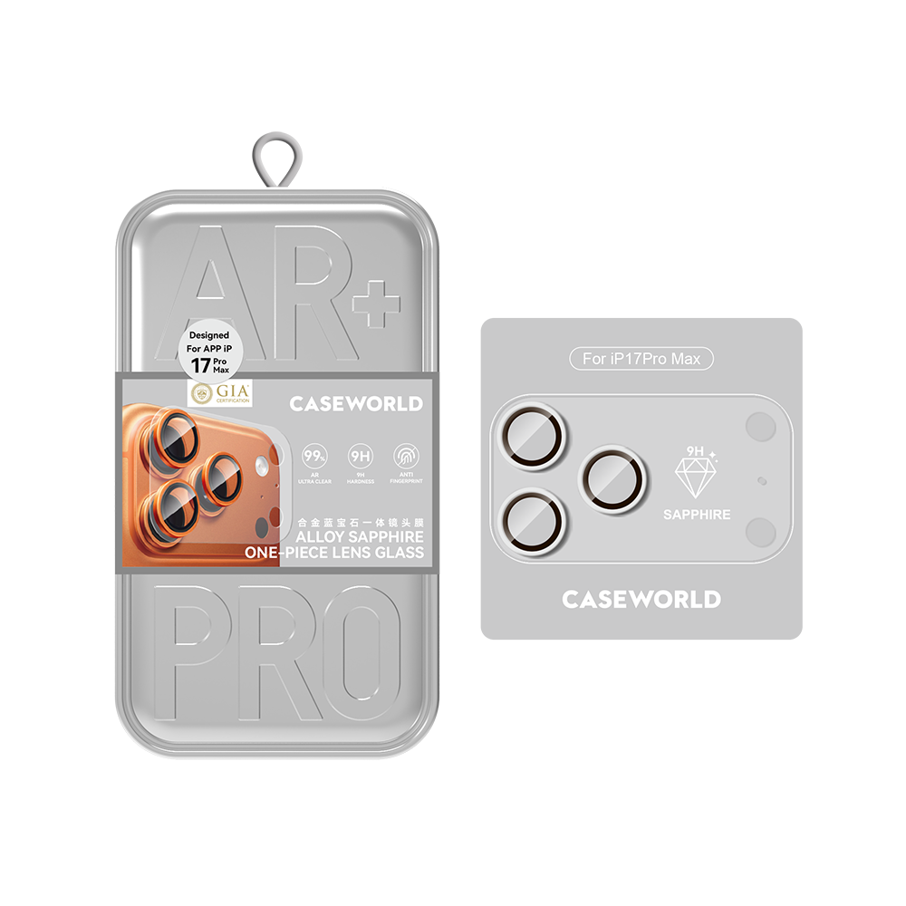 Apple iPhone 17 Pro Max Uyumlu CaseWorld Alloy Sapphire Safir One-Piece Anti Reflective Safir Kamera Lens Koruyucu