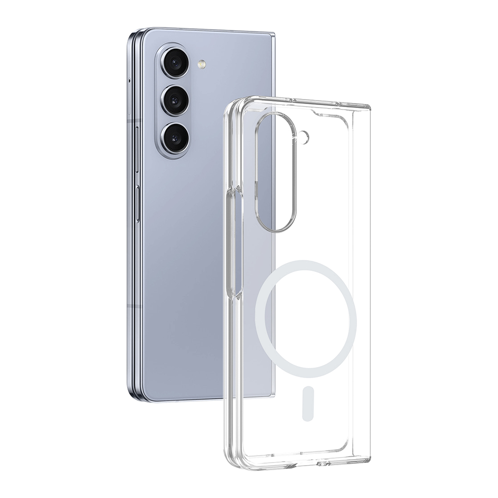 [RNZ-TA129671] Samsung Galaxy Z Fold 5 Uyumlu Kamera Korumalı M-Safe Şarj Özellikli Şeffaf Zore London Sert PC Kapak