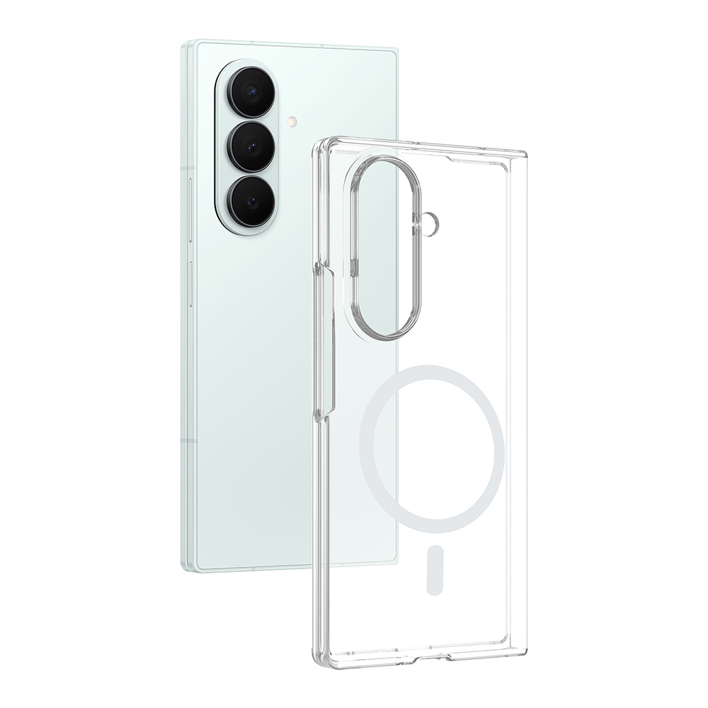 Samsung Galaxy Z Fold 6 Uyumlu Kamera Korumalı M-Safe Şarj Özellikli Şeffaf Zore London Sert PC Kapak