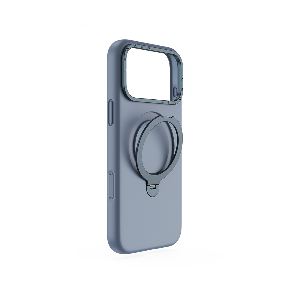 Apple iPhone 17 Pro Uyumlu Kılıf M-safe Şarj Özellikli Metal Standlı Sıvı Silikon Lenyes CK223 Kapak