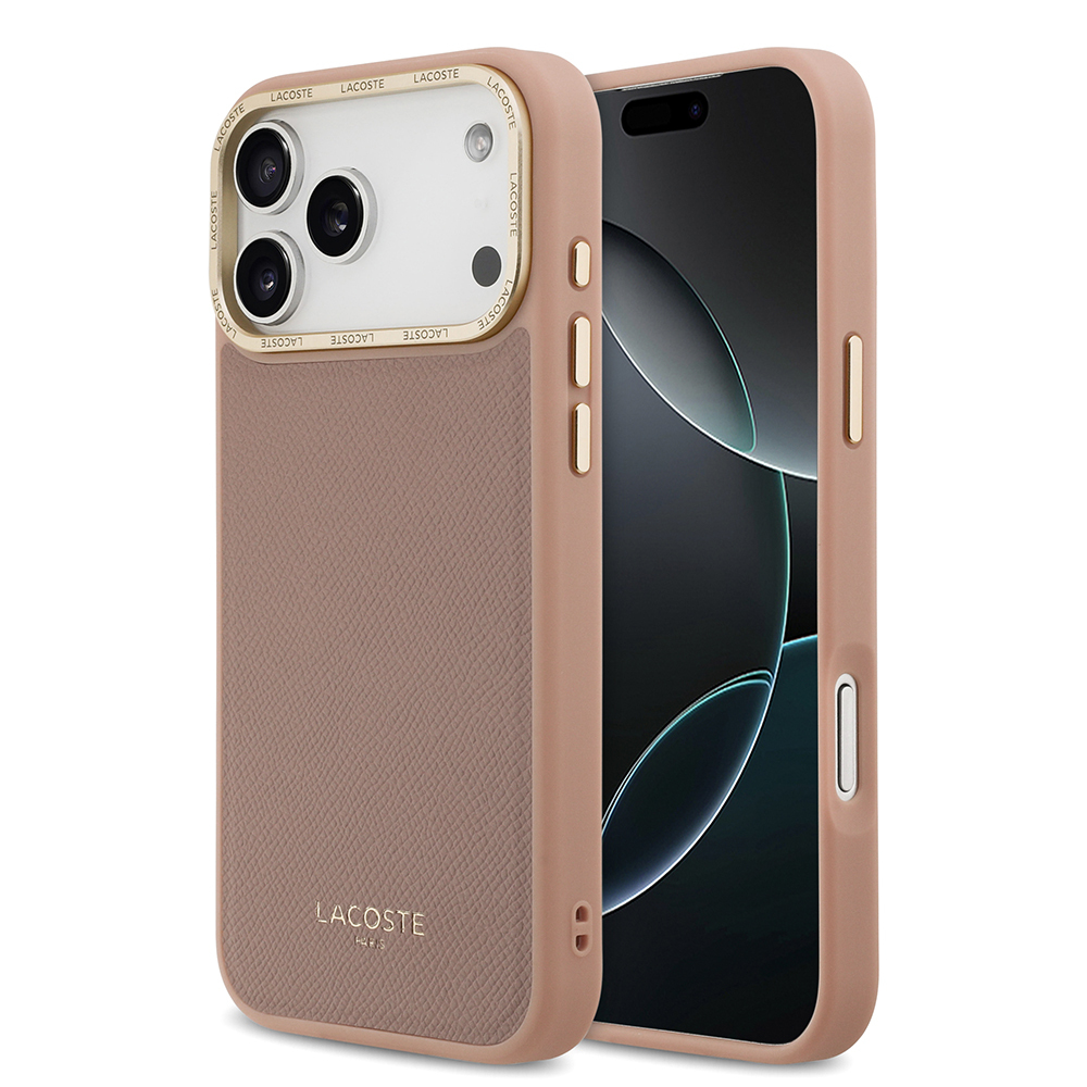 Apple iPhone 17 Pro Uyumlu Kılıf Lacoste Orjinal Lisanslı M-safe Şarj Özellikli Champs Elysees PU Deri Tasarımlı Kapak