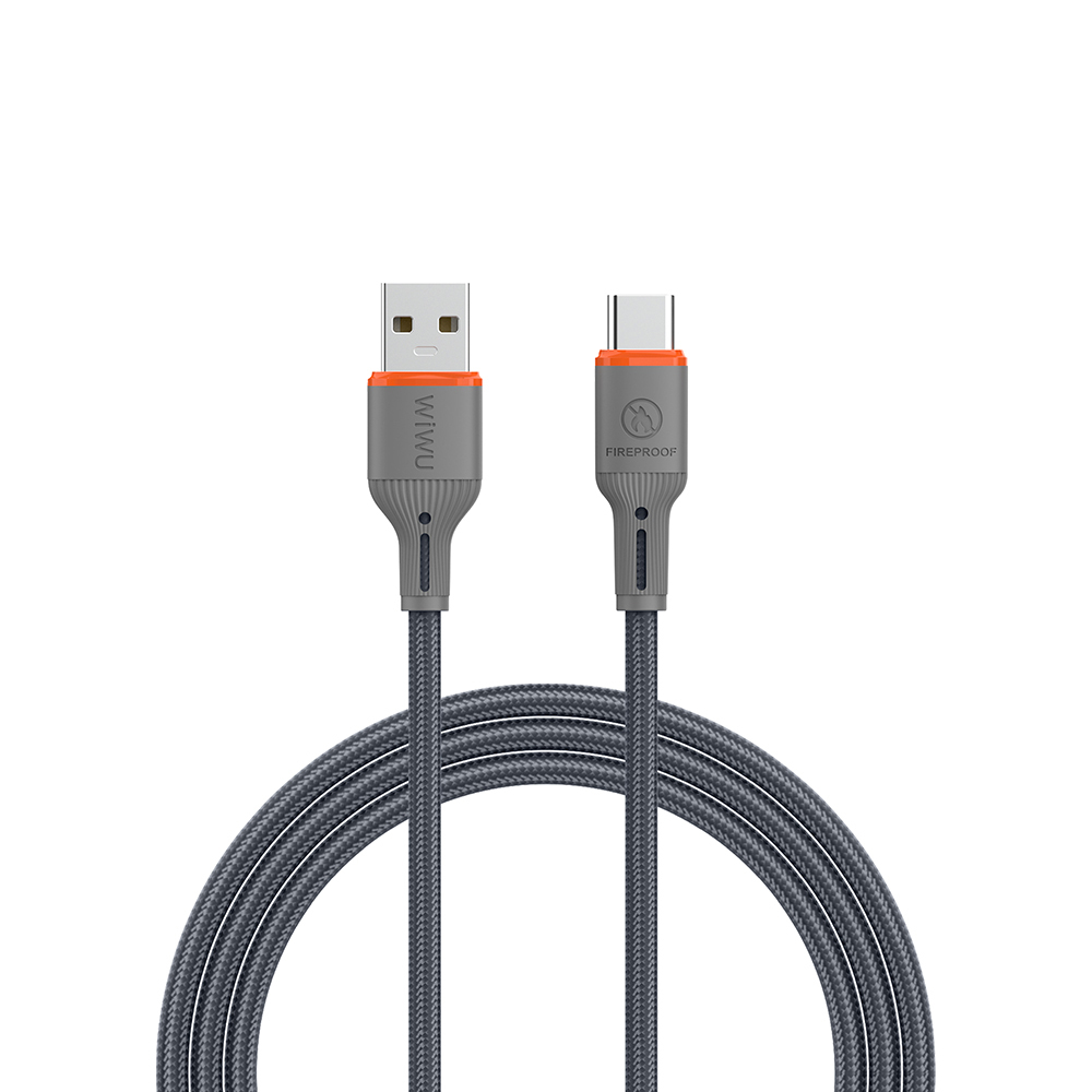 Wiwu Wi-C096 Flame Guard Serisi USB-A to Type-C Hızlı Şarj Özellikli Data ve Şarj Kablosu 1.2M