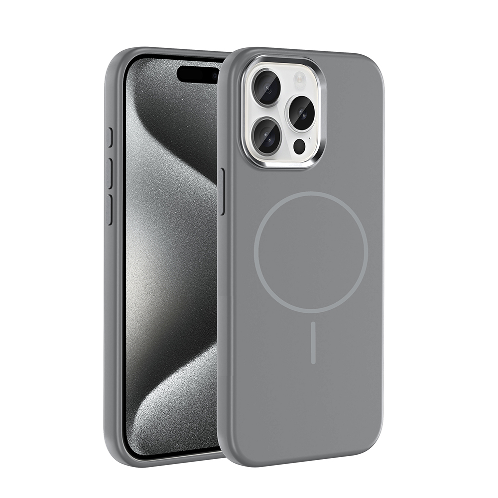 Apple iPhone 15 Pro Max Uyumlu Kılıf M-Safe Şarj Özellikli Metal Kamera Çerçeveli Zore Edi Silikon Kapak