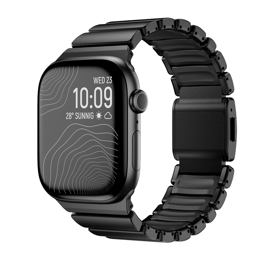 [RNZ-TA129509] Apple Watch 42mm Uyumlu Zore KRD-152 Titanyum Silikon Kordon (Siyah)