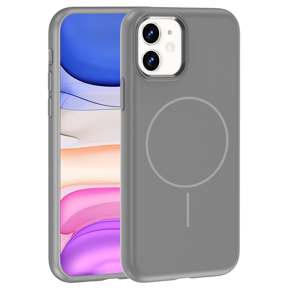 Apple iPhone 11 Uyumlu Kılıf M-Safe Şarj Özellikli Metal Kamera Çerçeveli Zore Edi Silikon Kapak