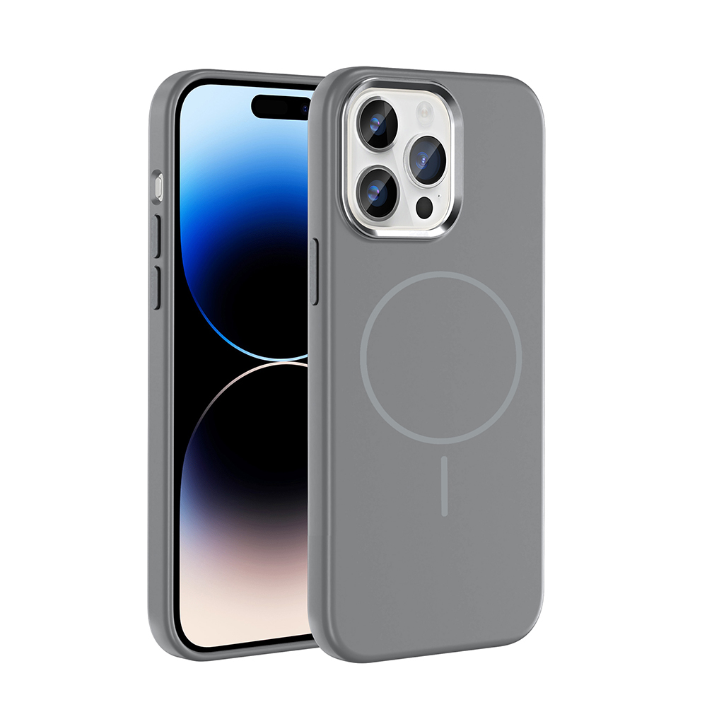 Apple iPhone 14 Pro Max Uyumlu Kılıf M-Safe Şarj Özellikli Metal Kamera Çerçeveli Zore Edi Silikon Kapak