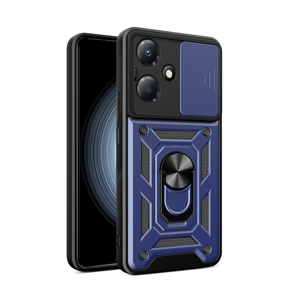Infinix Hot 30 Uyumlu Play Kılıf Magnetik Standlı Kamera Korumalı Zore Sürgülü Vega Kapak