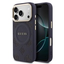 Apple iPhone 17 Pro Uyumlu Kılıf Guess Orjinal Lisanslı M-safe Şarj Özellikli Sıcak Baskılı Yazı Logolu PU Deri Peony Kapak