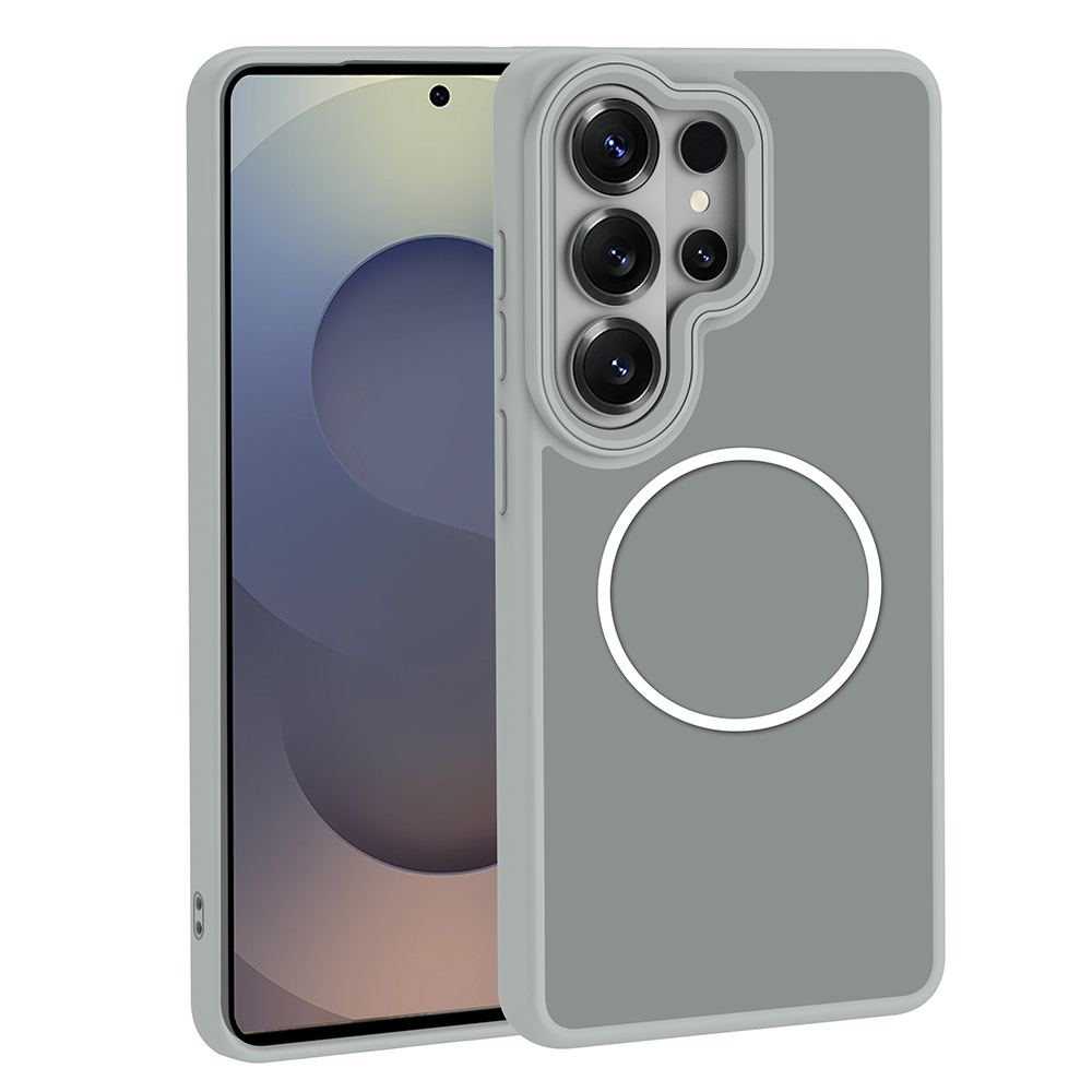Samsung Galaxy S26 Ultra Uyumlu Kılıf M-Safe Şarj Özellikli Metal Kamera Çerçeveli Zore Sanremo Silikon Kapak