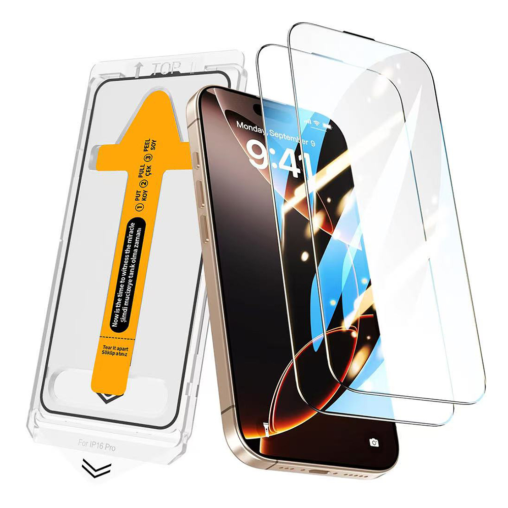 Apple iPhone 13 Pro Max Uyumlu Zore 2.5D Oliv HD Temperli Cam Ekran Koruyucu + Kolay Uygulama Aparatı