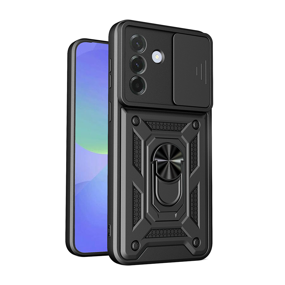 Samsung Galaxy A37 Uyumlu Kılıf Magnetik Standlı Kamera Korumalı Zore Sürgülü Vega Kapak