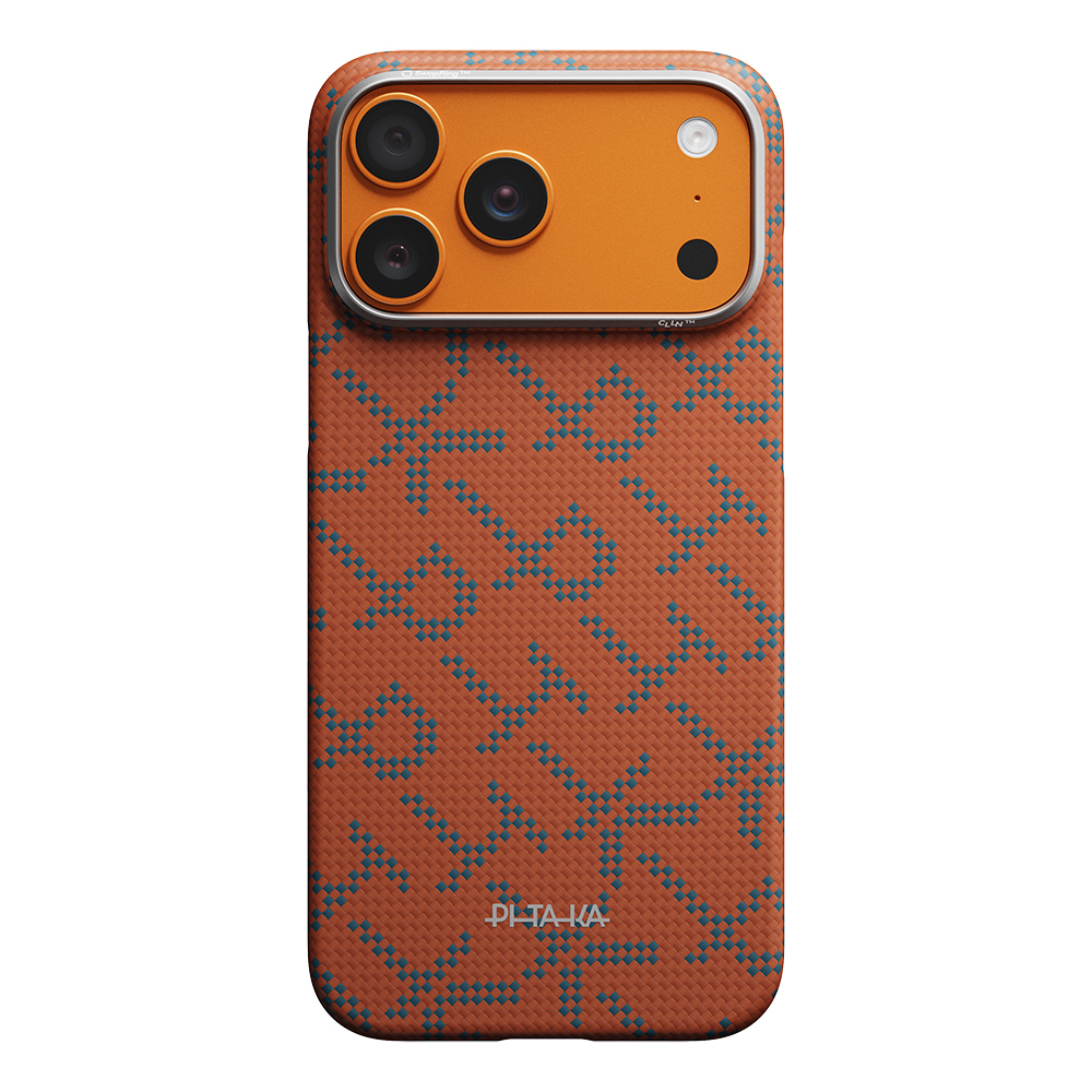 Apple iPhone 17 Pro Uyumlu Kılıf M-safe Şarj Özellikli Aramid Fiber Pitaka Tactile Woven Monogram Serisi Kapak