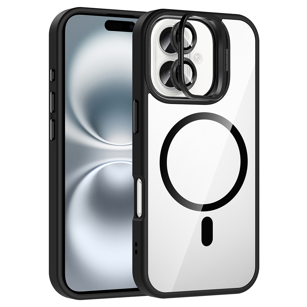 Apple iPhone 17 Uyumlu Kılıf Standlı ve Kamera Lens Hediyeli M-Safe Şarj Özellikli Zore Etro Kapak