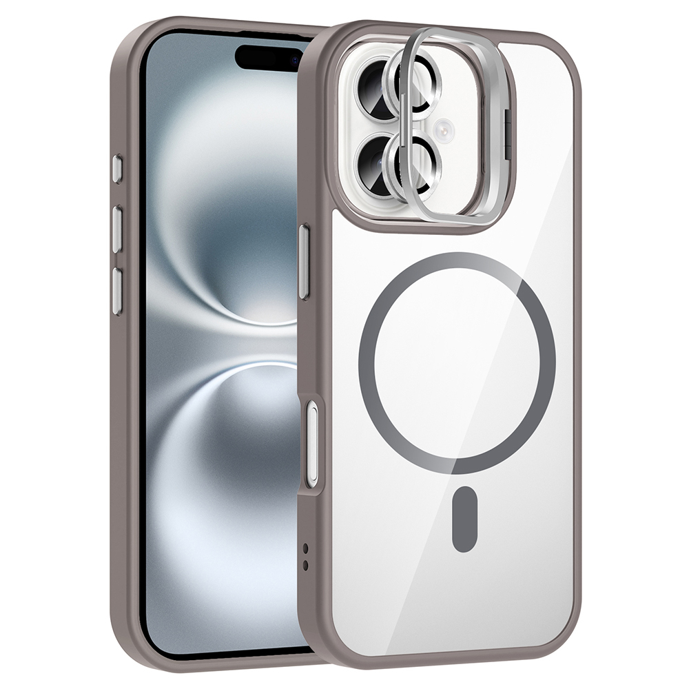 Apple iPhone 17 Uyumlu Kılıf Standlı ve Kamera Lens Hediyeli M-Safe Şarj Özellikli Zore Etro Kapak