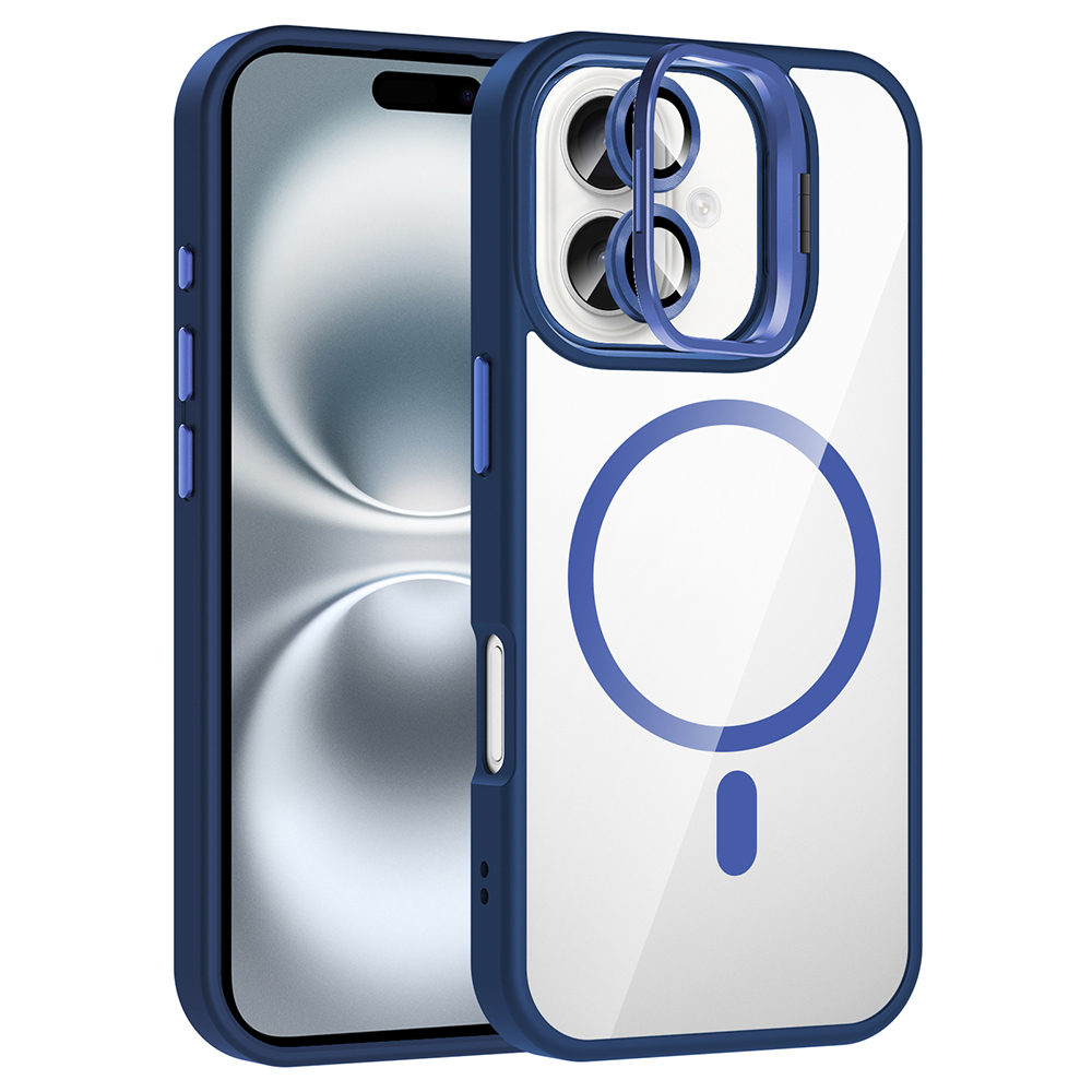 Apple iPhone 17 Uyumlu Kılıf Standlı ve Kamera Lens Hediyeli M-Safe Şarj Özellikli Zore Etro Kapak