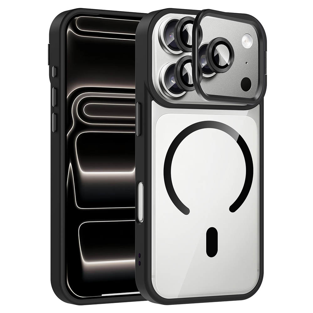 Apple iPhone 17 Pro Uyumlu Kılıf Standlı ve Kamera Lens Hediyeli M-Safe Şarj Özellikli Zore Etro Kapak