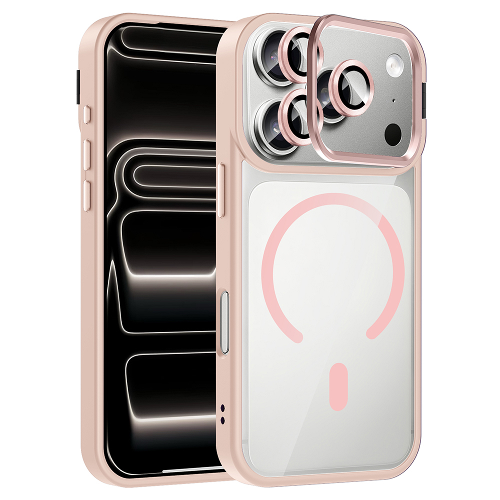 Apple iPhone 17 Pro Max Uyumlu Kılıf Standlı ve Kamera Lens Hediyeli M-Safe Şarj Özellikli Zore Etro Kapak