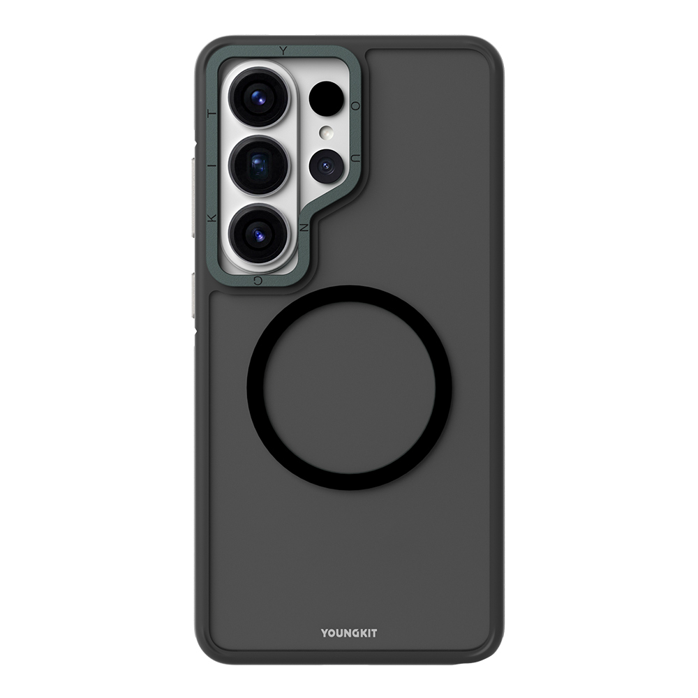[RNZ-TA130515] Samsung Galaxy S26 Ultra Uyumlu Kılıf M-safe Şarj Özellikli Youngkit Rock Sand Serisi Kapak (Siyah)