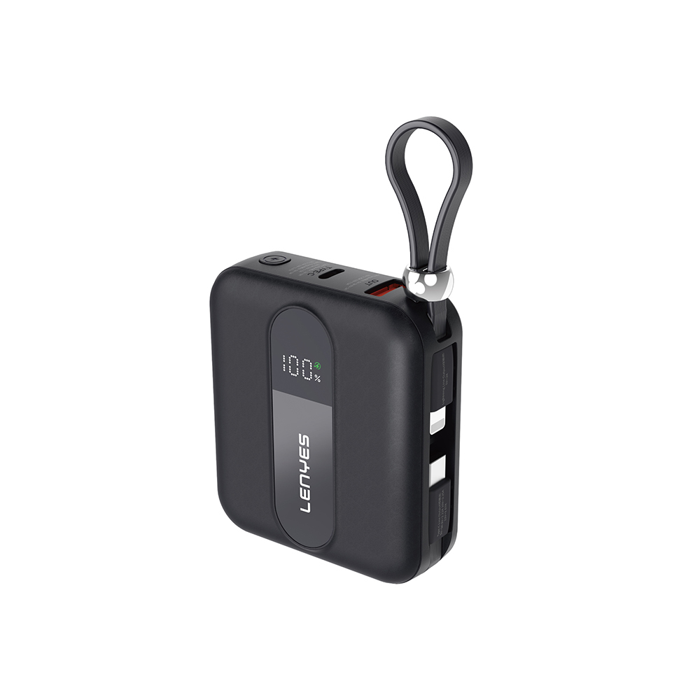 [RNZ-TA130560] Lenyes P562L Dijital LED Göstergeli Type-C ve Lightning Kablolu Powerbank 22.5W 10000mAh