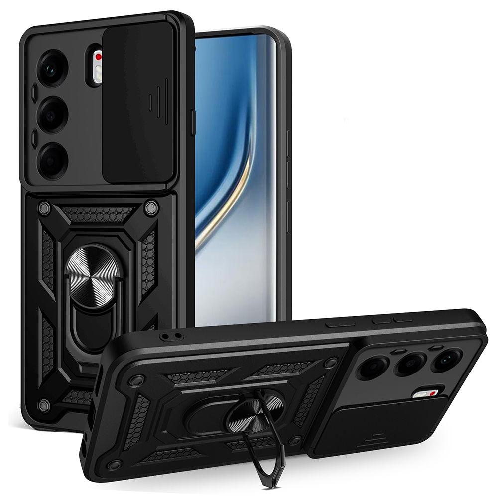 [RNZ-TA130462] Tecno Camon 40 Pro Uyumlu 4G Kılıf Magnetik Standlı Kamera Korumalı Zore Sürgülü Vega Kapak