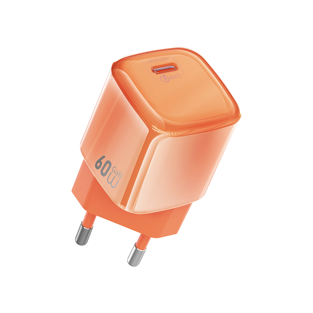 [RNZ-TA130529] Wiwu Wi-G037 Jade Dynamic Serisi AVS Özellikli GaN Tech PD Hızlı Şarj Özellikli Şarj Başlığı 60W (Turuncu)