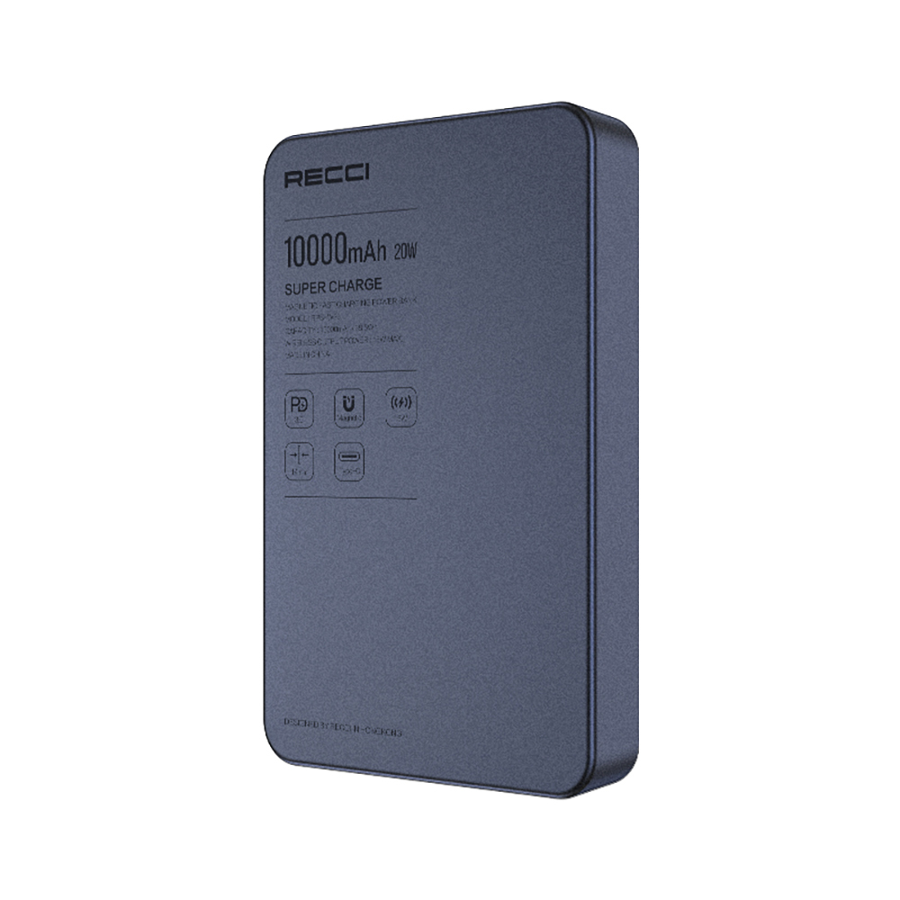Recci RPB-W36 Ultra İnce PD 20W Hızlı Şarj Özellikli Wireless Powerbank 15W 10000mAh