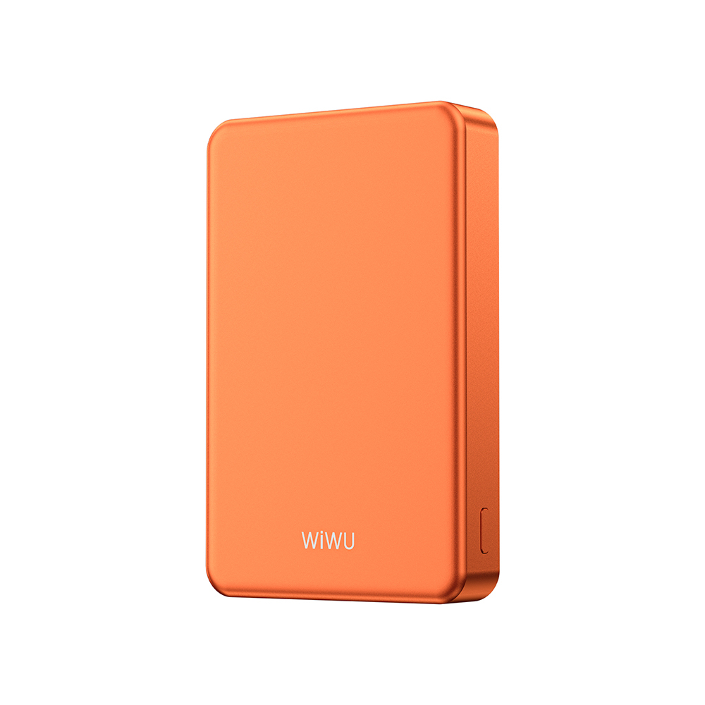[RNZ-TA130552] Wiwu P15-1 LED Işık Göstergeli Ultra İnce PD 20W Kablosuz Powerbank 10000mAh 15W (Turuncu)