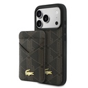 Apple iPhone 17 Pro Uyumlu Kılıf Lacoste Orjinal Lisanslı M-safe Şarj Özellikli PU Deri Tasarımlı Kartlıklı Karışık Monogram Desenli Kapak