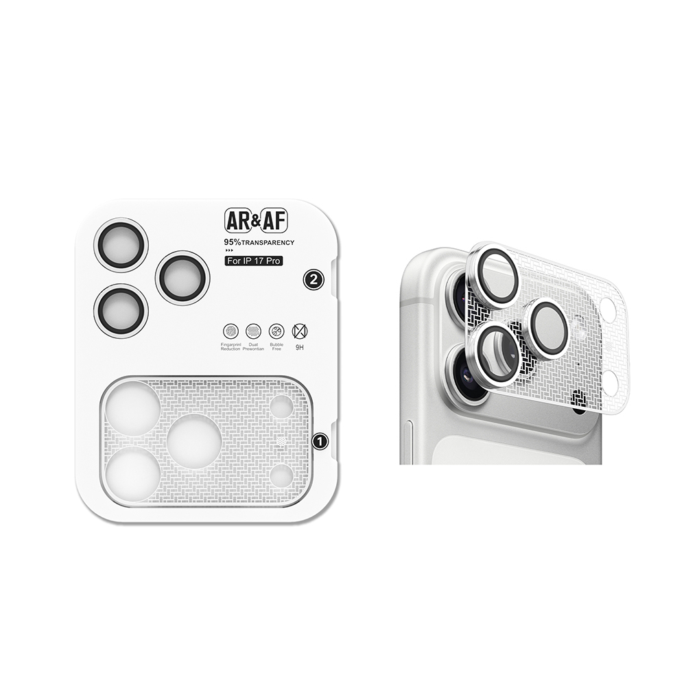 Apple iPhone 17 Pro Uyumlu Zore CL-22 Parmak İzi Bırakmayan Anti-Reflective 2in1 Kamera Lens Koruyucu