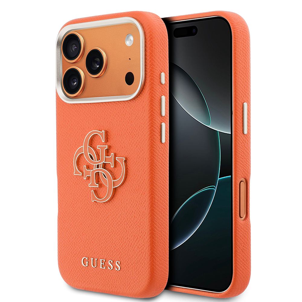 Apple iPhone 17 Pro Max Uyumlu Kılıf Guess Orjinal Lisanslı 4G Büyük Metal Kamera Çerçeveli PU Deri Resin Kapak