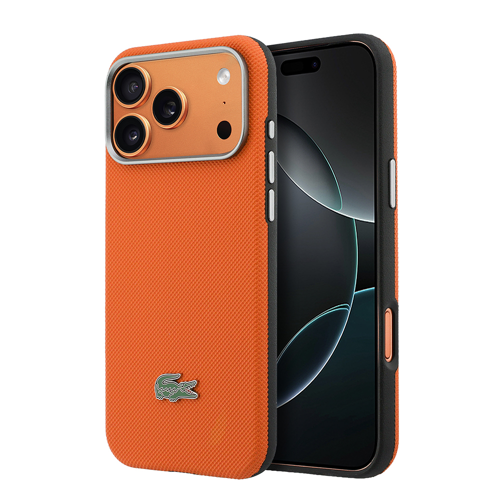Apple iPhone 17 Pro Max Uyumlu Kılıf Lacoste Orjinal Lisanslı M-Safe Şarj Özellikli PVC Yarı Pike Desenli Arka Yüzey İkonik Timsah Dokuma Logolu Kapak