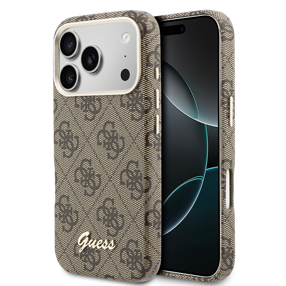 Apple iPhone 17 Pro Uyumlu Kılıf Guess Orjinal Lisanslı M-safe Şarj Özellikli Script Yazı Logolu 4G Desenli Kapak