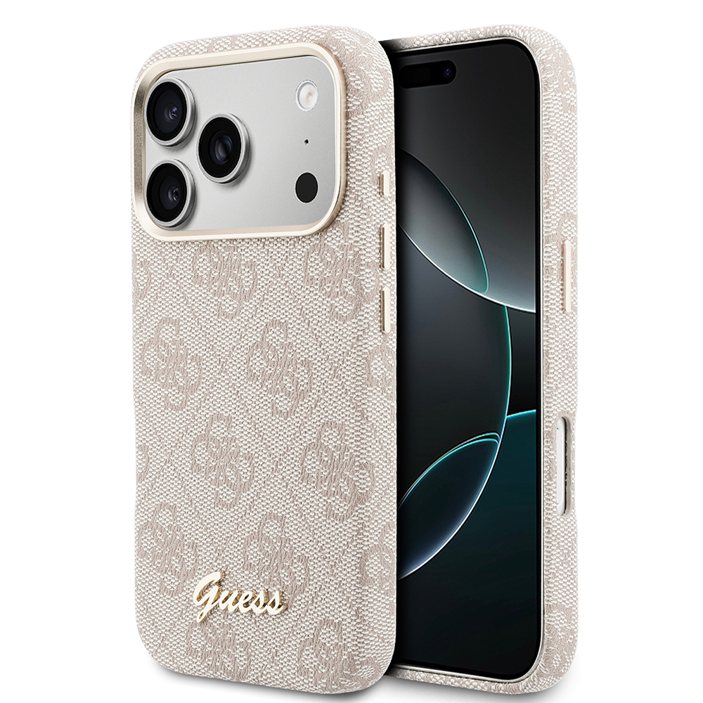 Apple iPhone 17 Pro Uyumlu Kılıf Guess Orjinal Lisanslı M-safe Şarj Özellikli Script Yazı Logolu 4G Desenli Kapak