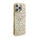 Apple iPhone 16 Pro Max Uyumlu Kılıf Guess Orjinal Lisanslı M-safe Şarj Özellikli Üçgen Logolu Simli Leopar Desenli Kapak