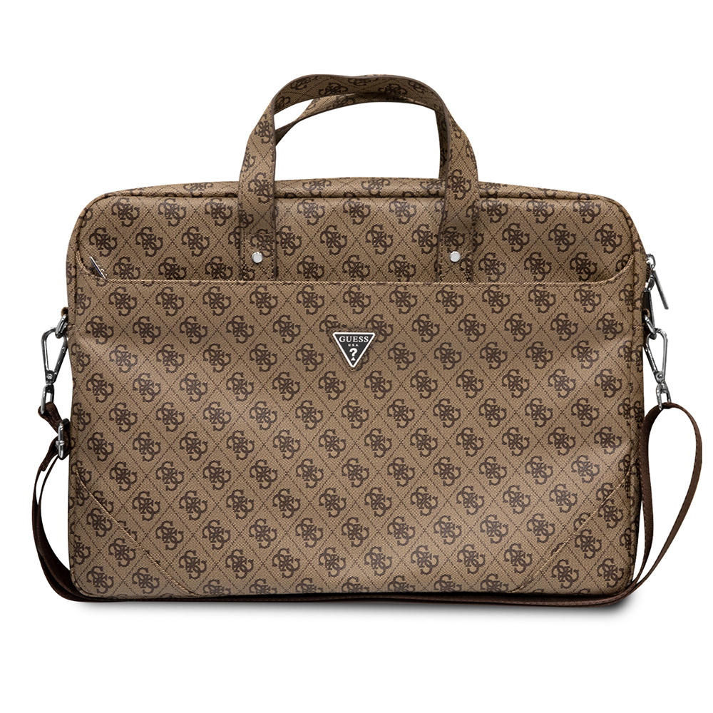 Guess Orjinal Lisanslı Sıcak Damgalı 4G Desenli Üçgen Logolu Omuz Askılı 15-16 inç Laptop Çantası