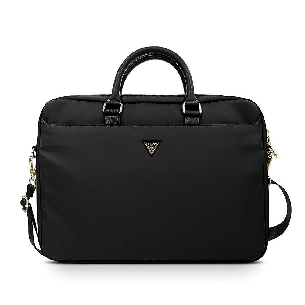 Guess Orjinal Lisanslı Naylon Kumaş Metal Üçgen Logolu Omuz Askılı 15-16 inç Laptop Çantası