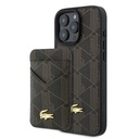 Apple iPhone 16 Pro Max Uyumlu Kılıf Lacoste Orjinal Lisanslı M-safe Şarj Özellikli PU Deri Tasarımlı Kartlıklı Karışık Monogram Desenli Kapak